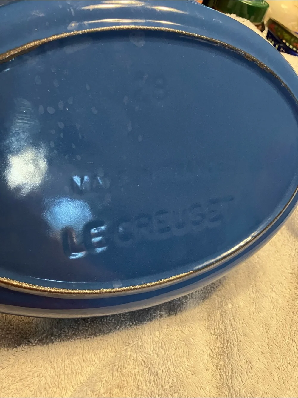 Vintage Le Creuset Cobalt Blue Ceramic Oval Baking Dish with Side Handles #28